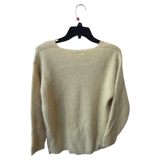 Rafaella V-Neck Rabbit Hair Wool Blend Sweater SZ M /Yellow Soft LUXURY Fuzzy - Picture 6 of 7